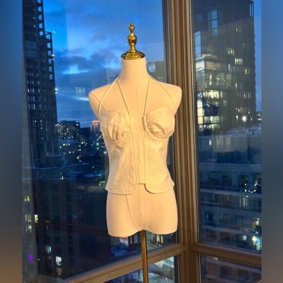 🆕 CULT GAIA 🧿 NWOT Off-White Habana Strappy Corset Zip Top, Sz US 10 - Picture 3 of 16